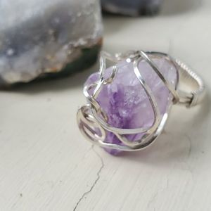 Raw Amethyst Engagement Ring